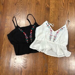 TWO SHEIN Chemise, White & Black, with Elegant Trim